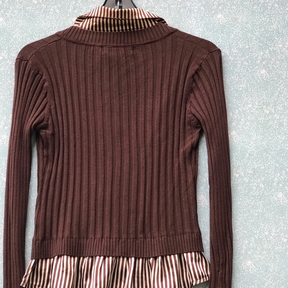 LAYAVI Brown and Beige Combined Long Sleeve Top Size M/L - Picture 6 of 12